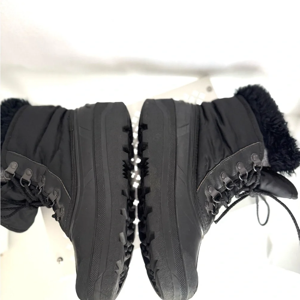 Sorel Black Insulated Boots Size 7 Lace Up Rubber Sole Winter Waterproof Snow - Picture 6 of 7